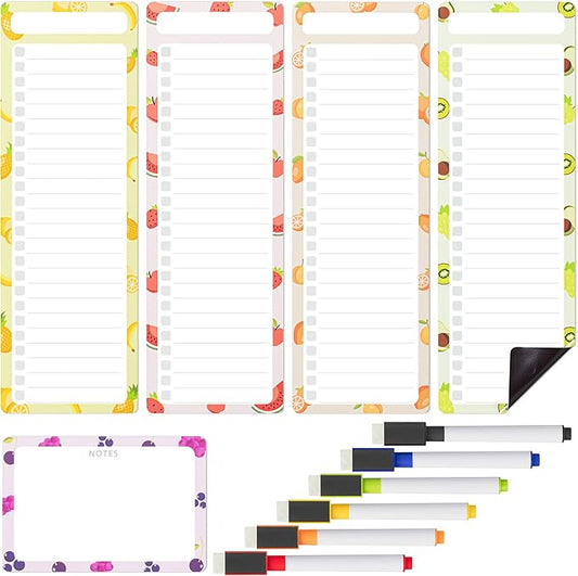 Mr. Pen- 4" x 12" Magnetic Dry Erase to Do List Set, 11 Pack, Fruit Style, 4X Dry Erase to Do List White Board, 6X Colorful Whiteboard Markers and 6" x 4" Magnetic Whiteboard Note