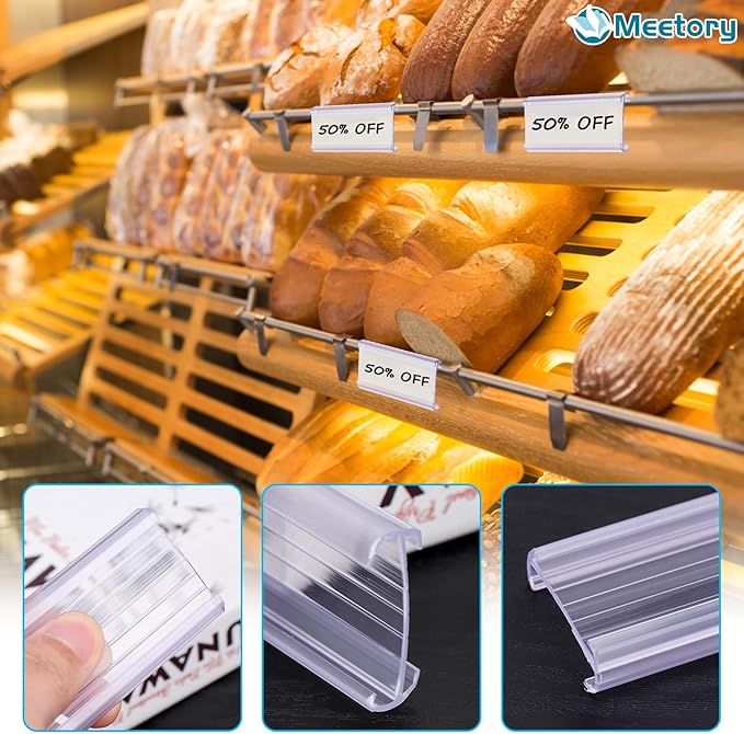 100 Pcs Wire Shelf Label Holder with Paper Inserts, Compatible with 1-1/4 Inch Shelves, Plastic Shelf Tags for Wire Shelving Label Clips with Label Paper Removable Wire Rack Label Holder Display Clip