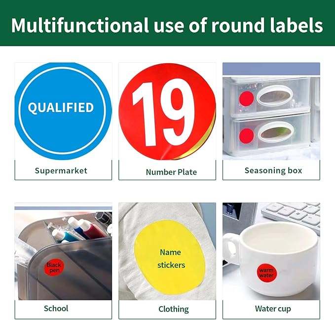 Gemsroyal 2.5 Inch Round Labels Printable,Matte White Circle Printable Stickers,2.5" Circle Labels for Printer,2-1/2" Blank Round Sticker Label,40 Sheets,12 Stickers per Page,World Class Materials