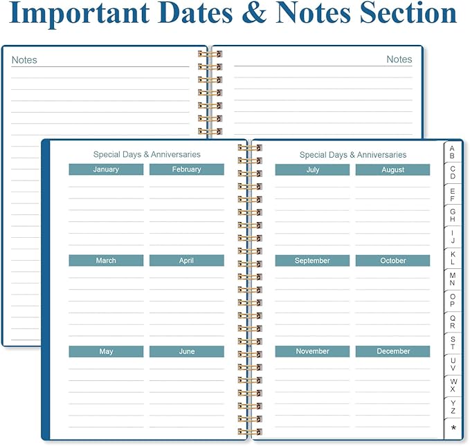 Address Book with Alphabetical Tabs - Telephone & Address Book with Address Contacts, Special Date, Phone, Birthday & Internet Login Password for Home and Office, 4.3" x 6.2", Blue