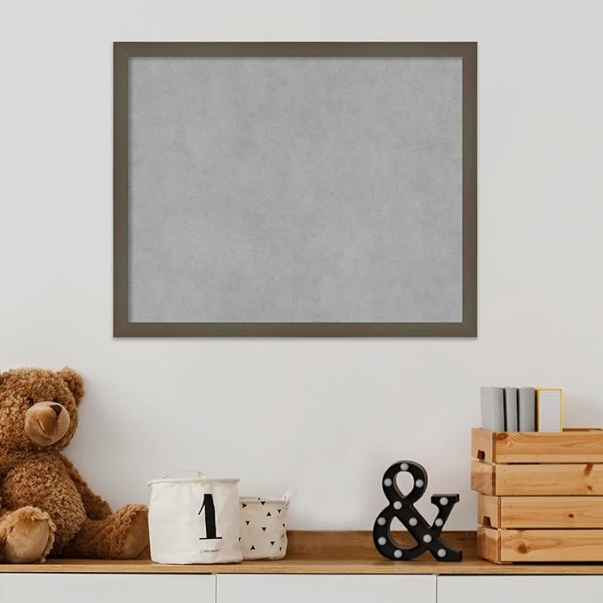 Amanti Art Grey Framed Magnetic Board 17x21 Small Vision Board for use with Magnets, 100% Metal Sheet to Display Items as Office Decor or for Home Organization in mudroom, Kitchen or Kids Room