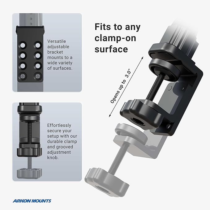 ARKON Mounts - Heavy Duty Tablet Holder with Clamp Mount and 12-Inch Bendable Gooseneck Arm | Versatile Tablet Stand with Easy Install & Durable Support | Securely fits iPad, Galaxy, Note, and more