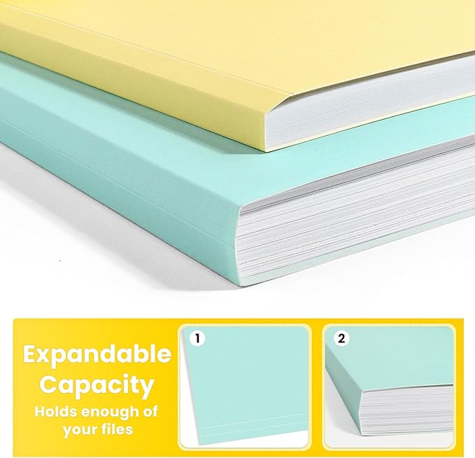 SUNEE File Folders, 120 Pack Manilla Folders 8.5 x 11, Colored File Folders Home Office School Supplies for Documents Files Paper, 6 Soft Colors