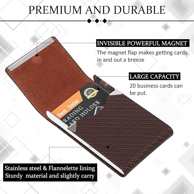 Eaasty 4 Pcs PU Leather Business Card Holder Case with Magnetic Clasp Pocket RFID Blocking Metal Business Card Holder Wallet Organizer(Multicolor,Classic Style)