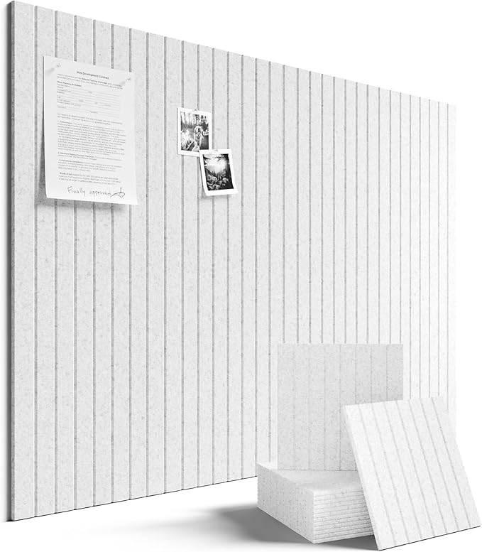 Fluxynara Large Felt Bulletin Board 48" x 36" Cork Board Alternative-12 Pack with 70 Safe Removable Adhesive Tabs, Cork Boards for Walls Cork Board for Home Office Classroom Pin Board-Light Gray