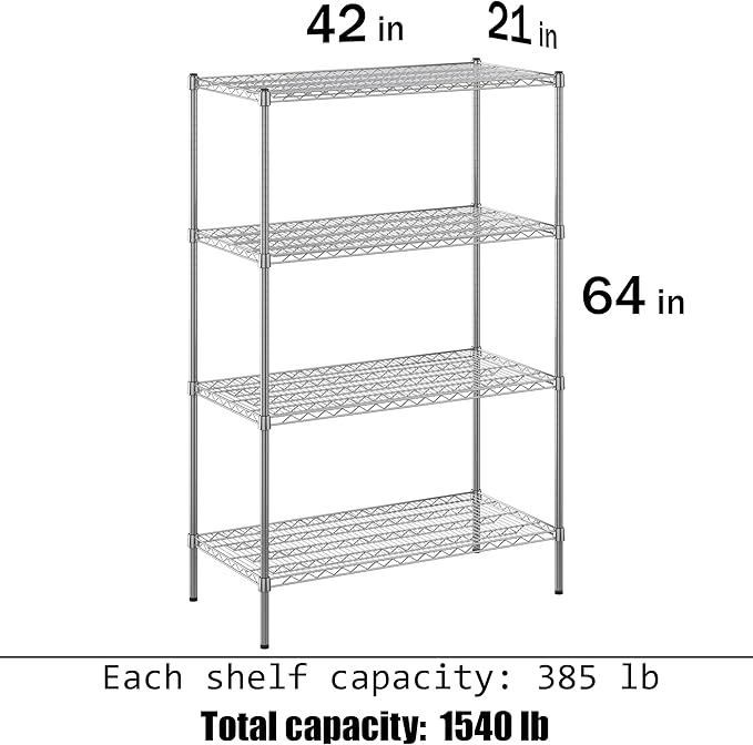 Regal Altair 21" Deep x 42" Wide x 64" Height Wire Shelving Kit | 4-Tier | NSF Commercial Storage Rack Unit