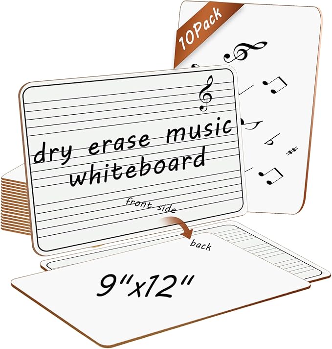 10 Pack Double Sided Music Staff Whiteboard -9''x12'' Keyboard Whiteboard Portable Durable Mini Dry Erase Board for Students Teachers Music Classroom Supplies Music Teacher Gifts