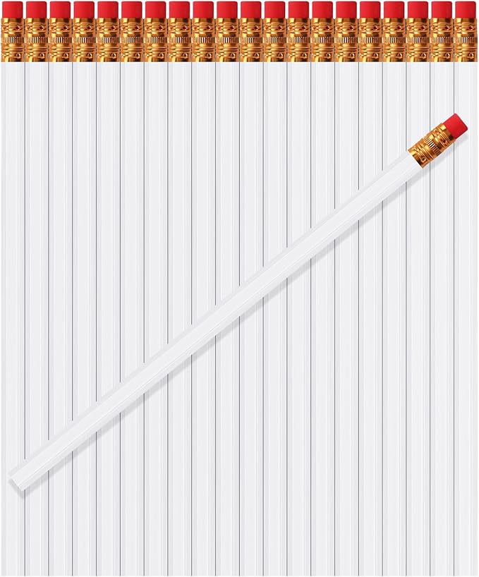 TecUnite 120 Pcs #2 HB Pencils with Eraser No 2 Unsharpened Wooden Hexagonal Pencils for Adults Gifts for School Exam art Learning Office Sketching(White)