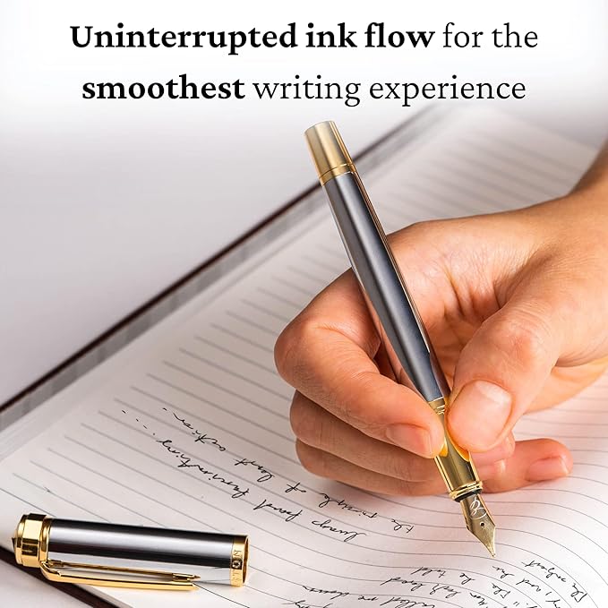 Ellington Pens Luxury Fountain Pen Set - Smooth Fine Nib - Includes 3 Ink Cartridges, Refillable Ink Converter, Gift Box - Fountain Pens For Writing, Calligraphy, Journaling (The Presidential Oath)