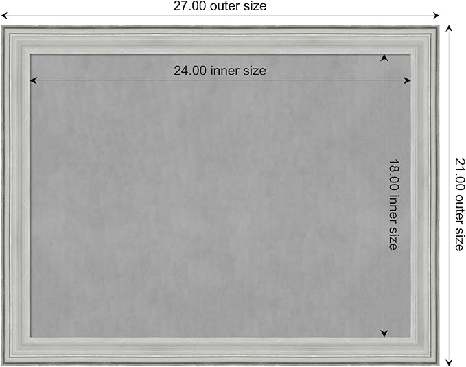 Amanti Art Silver Framed Magnetic Board 21x27 Medium Vision Board for use with Magnets, 100% Metal Sheet to Display Items as Office Decor or for Home Organization in mudroom, Kitchen or Kids Room