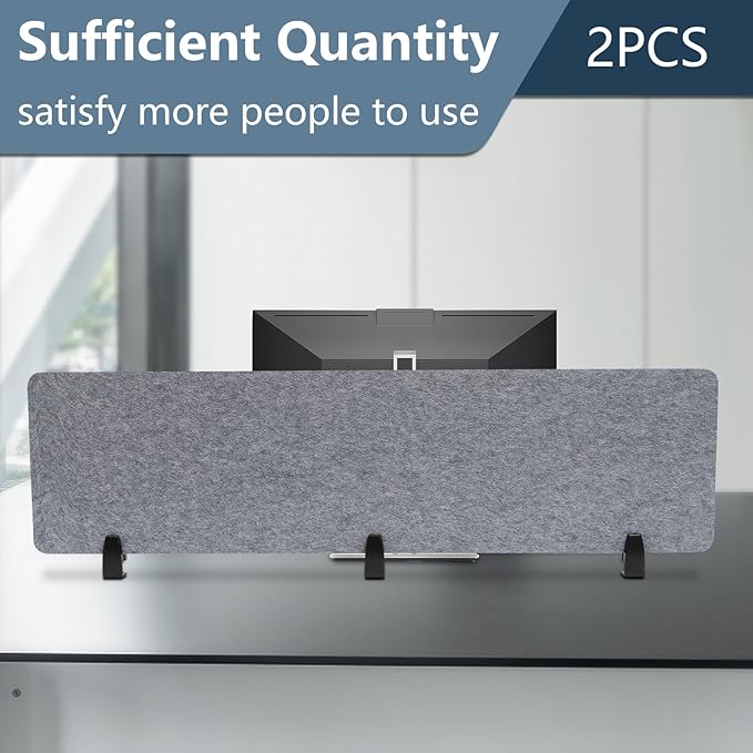2pcs Privacy Panel, Standing Desk Divider 60"x16" Desktop Office Furniture Partitions, Clamp-On Acoustic Desk Divider Mounted Privacy Panel to Reduce Noise and Visual Distractions (Light Grey)