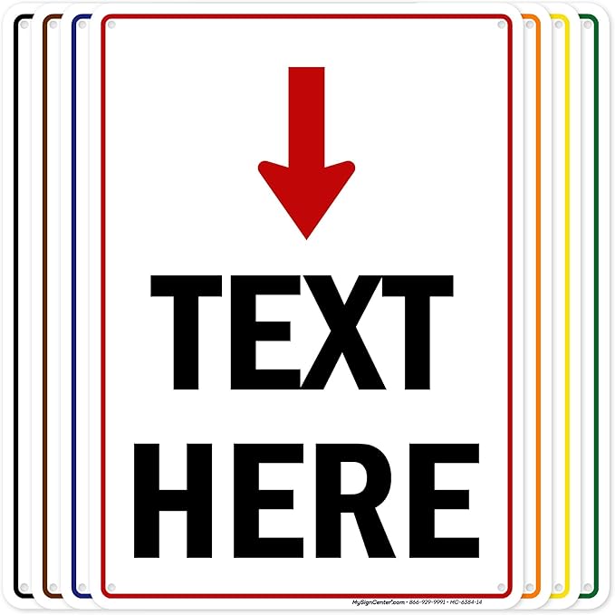 Custom Arrow,Custom Directional Sign, Arrow Down Sign, 10x14 Inches, Rust Free .040 Aluminum, Fade Resistant, Made in USA by My Sign Center