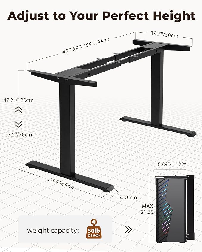 TOPSKY Dual Motor Electric Adjustable Standing Desk with CPU Holder & Power Outlet, Height-Adjustable Desk for Home Office, Workspace, and Gaming