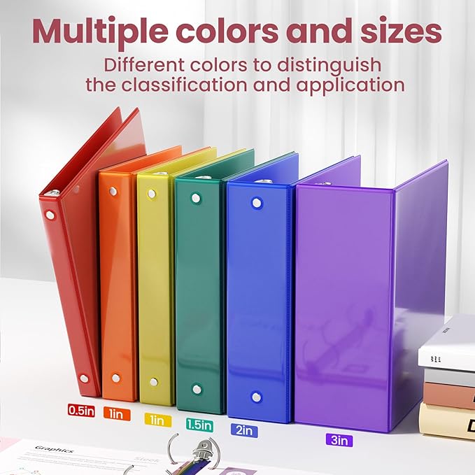 SUNEE 3 Ring Binder 1/2 Inch 1 Pack, Clear View Binder Three Ring PVC-Free (Fit 8.5x11 Inches) for School or Office Supplies, Cobalt Blue