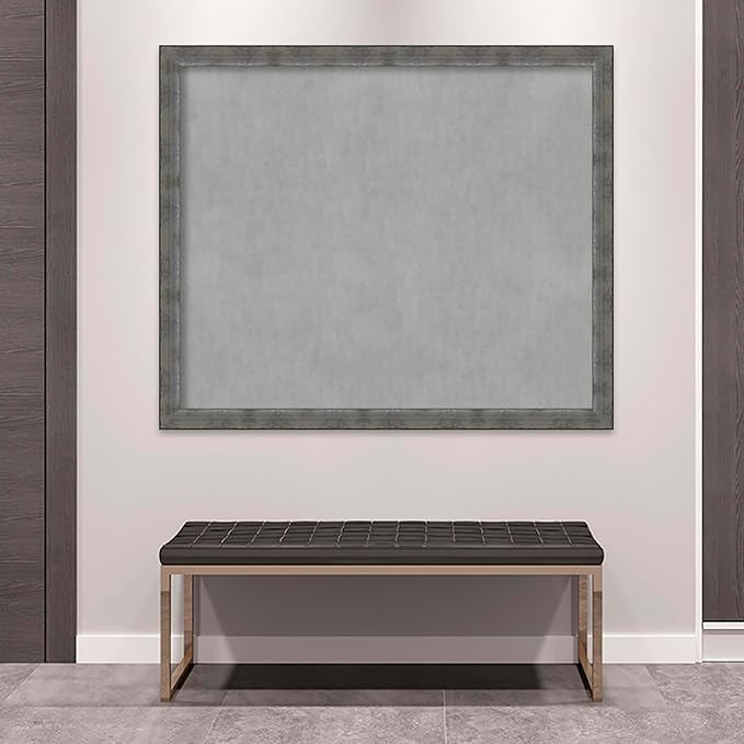 Amanti Art Silver Framed Magnetic Board 44x52 Oversize Vision Board for use with Magnets, 100% Metal Sheet to Display Items as Office Decor or for Home Organization in mudroom, Kitchen or Kids Room
