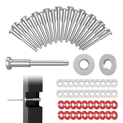 BLIKA 20 Pack 1/8" Invisible Cable Railing Kit and 20 Pack Cable Railing Adhesive Sleeves, Deck Wire Railing Kits for 2"×2" Wood/Metal Post, T316 Marine Grade