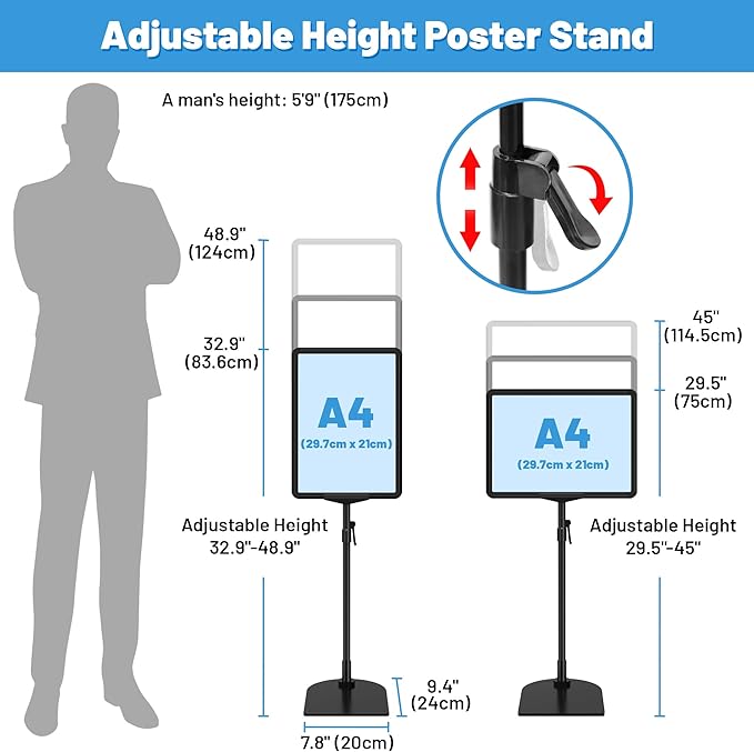 VAIIGO 6Pack Sign Stand for Display A4, Adjustable Poster Stand for Table Top & Floor, Floor Standing Sign Holder, Signage Stands for Business, Tradeshow, Store, Farm Display Stands