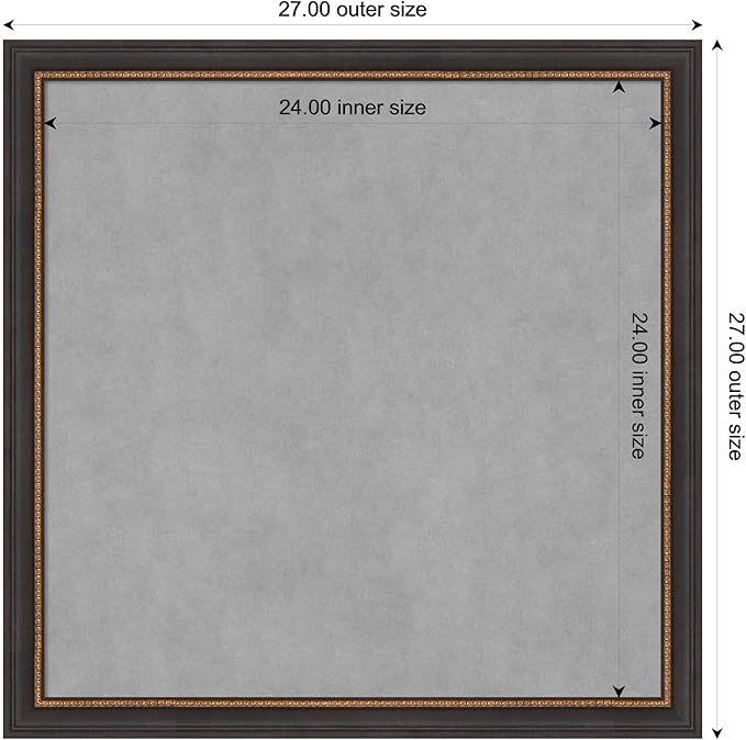 Amanti Art Black Framed Magnetic Board 27x27 Medium Vision Board for use with Magnets, 100% Metal Sheet to Display Items as Office Decor or for Home Organization in mudroom, Kitchen or Kids Room