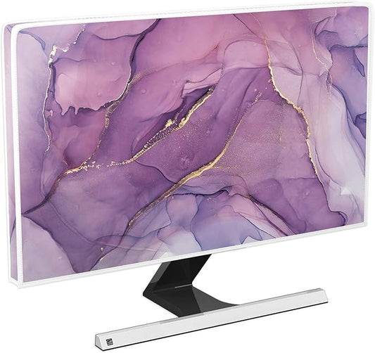 Baocicco Fashion Violet Marble Waterproof TV Dust Cover 75 Inch Anti-Static Dustproof Creative Design TV Screen Cover TV Screen Covers Sleeve Compatible with PC Desktop and TV LED LCD OLED