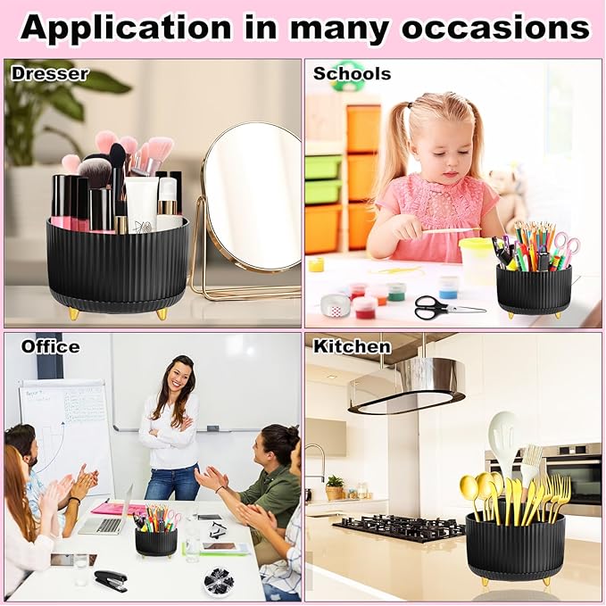 Gawsey Desk Organizers and Accessories Set with 360-Degree Rotating Pen Holder, Tape Dispenser, Stapler, Staple Remover, 1000 Staples, Tape, Clips Set, Ruler, Scissor, Pen