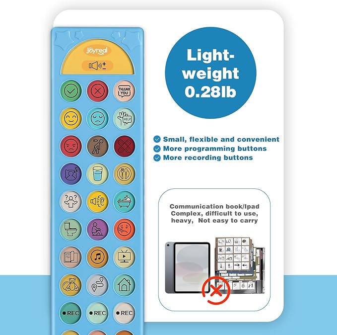 Joyreal AAC Device for Autism, Non Verbal Communication Tools for Speech Therapy & Stroke Rehab. Autism Talking Aids with 6 Programmable Buttons & Adjustable Volume, Autism Toys for Kids and Adults