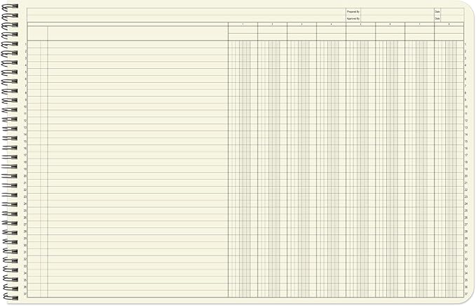 BookFactory Accounting Ledger Notebook/Large 8 Column Accounting Ledger Columnar (Eight Columns) Log Book - 17'' x 11'', 100 Pages, Wire-O Landscape Format (Made in USA)