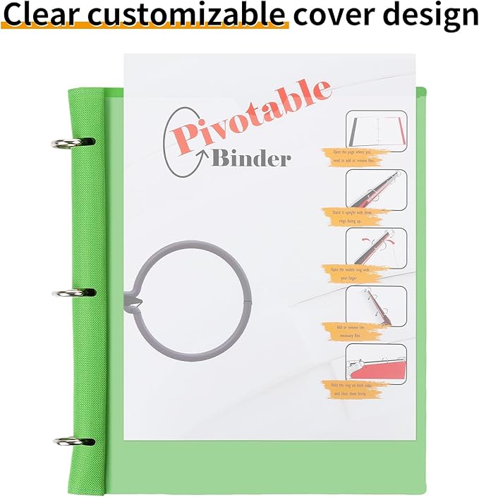 Tashkummy 360° Pivotable Project Organizer Binder, 3 Ring Binder with Colored Tab Dividers with Pockets, Customizable Front Cover Multi Pocket Folder Binders for Home, School, Office- Red