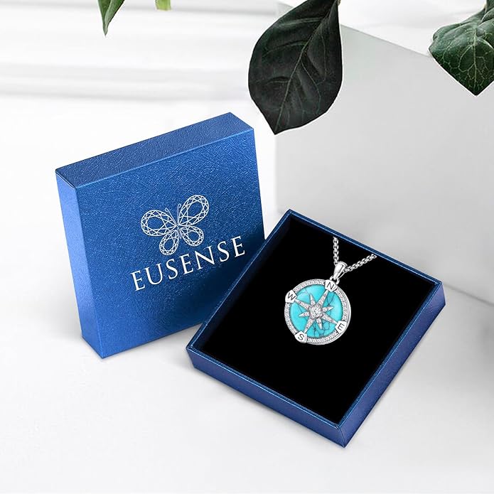 Compass Necklace for Women Men 925 Sterling Silver Pendant Urn Necklaces for Ashes Picture Locket Necklace Anchor Necklace Viking Necklace Crystals CZ Moonstone Abalone Shell Turquoise Compass Jewelry