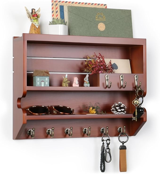 Mutsault Key Holder for Wall, Mail Organizer Wall Mounted, Auburn