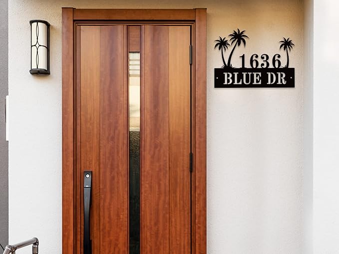 Personalized Palm Tree Address Sign, House Number Sign, Address Number for Houses, Metal Address Plaque Sign, Custom House Number Sign, Address Plaques for House Numbers