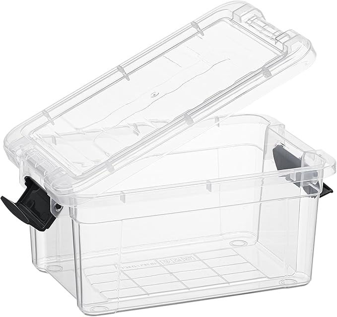 Superio Storage Bins with Lids- 4 Pack, 1.85 Qt Clear Boxes for Organizing, Stackable Plastic Containers- BPA Free, Non-Toxic, Odor Free, Organizer for Home, Office, Dorm