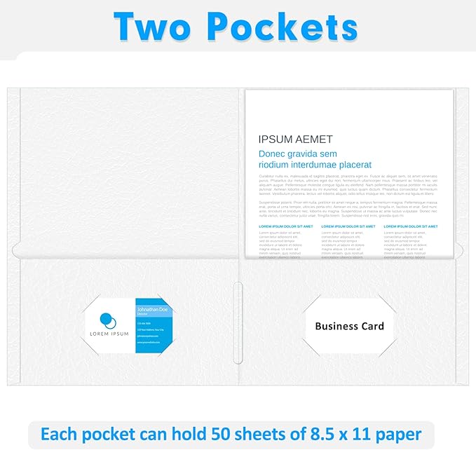 Two Pocket Folders, PANDRI 30 Pack 2 Pocket Folders, Letter Size Paper File Folder for School Office Home Business, White