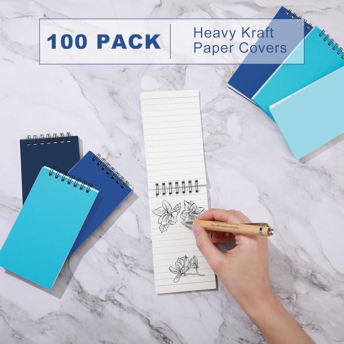 Tenceur 8 Pcs Pocket Notebook Bulk Small 3x5 Inch Spiral Notepads Mini Top Bound Notebook with Lined 120 Pages Ruled Memo Pads for Office College Nurse Essentials Back to School Gift