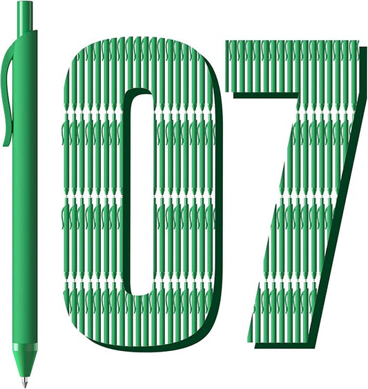 JIMMIDDA Ballpoint Pens Bulk - 107 Pcs Black Ink Pens in Bulk | 1.0 Medium Point Smooth Writing, Retractable No Bleed Ball Point Pen for Men Women (Green Barrel)