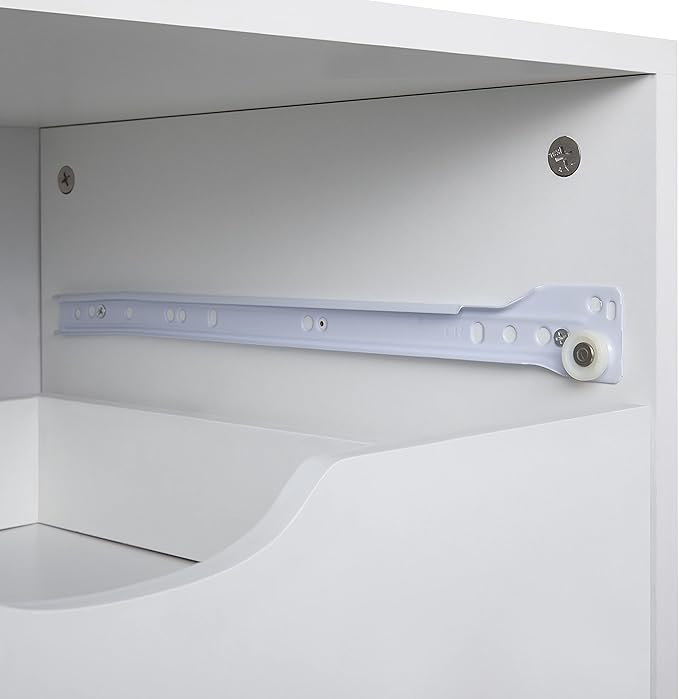 Naomi Home Debbie 7-Drawer Craft & Office Storage Cabinet, White – Rolling File Cabinet with Wheels, Chic Design for Supplies & Folders, 15.7" D x 18.9" W x 34.2" H
