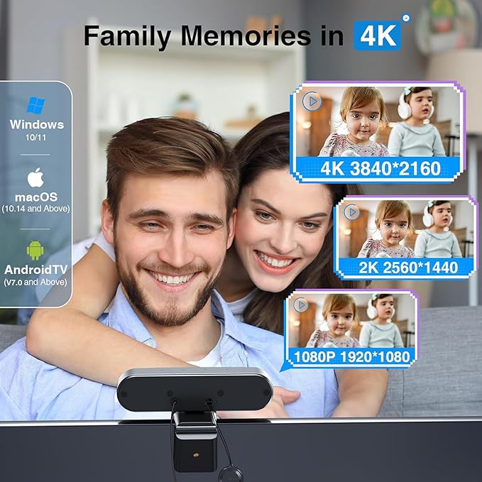 EMEET C980 PRO 3-in-1 4K Webcam with Microphone and Speaker, 60°-98° Wide Angle Webcam w/ 4 Noise Cancel Mics, 2 Speakers, Fixed Focus, Magnetic Privacy Cover, Great for Group and Personal Video Calls