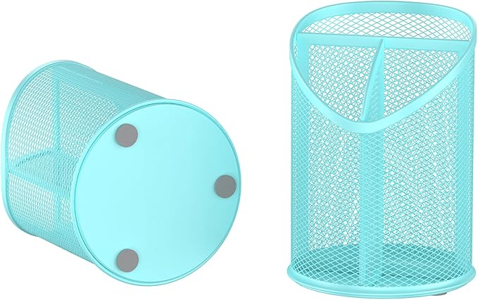 Delifox 2 Pack Pen Holder Mesh Round Pencil (Blue)