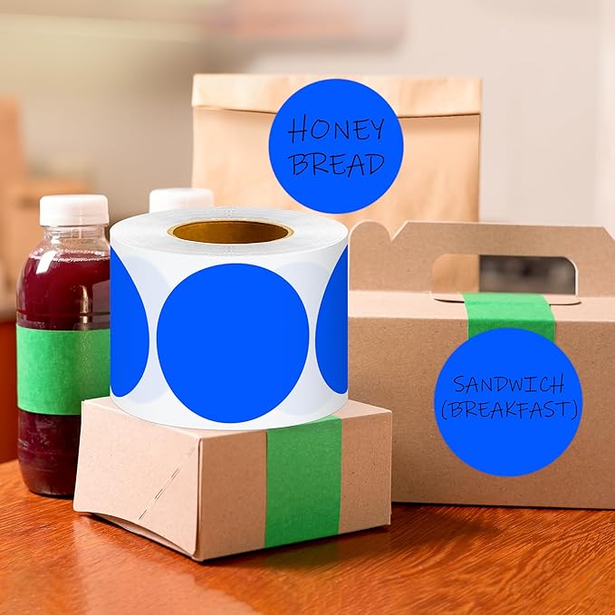 3 Inch Round Color Coding Labels (500 per Roll) - Colored Dot Stickers Round Labels for Inventory, Warehouse, Office Organizing - Blue Circle Stickers