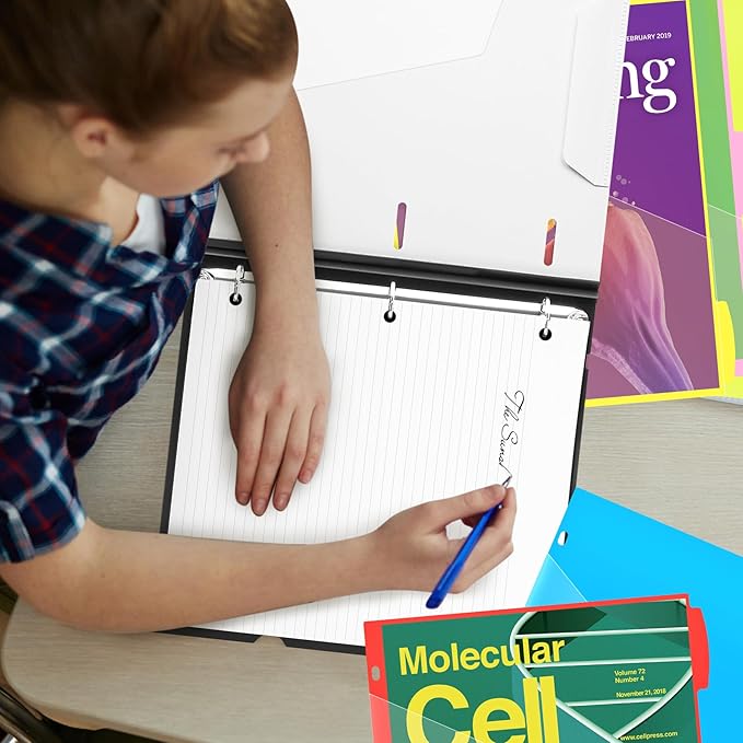 WOT I Telescoping Project Organizer, Refillable 3 Ring Binder with Dividers and Pockets, 13 Pocket Folders, 1 Inch 3 Rings, White