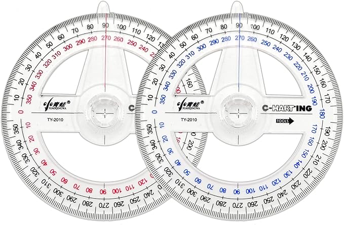 360° Protractor Pack of 2 Protactors Plastic Protractor Math Protractors Clear Protractor Ruler Drafting Tools Circle Protractor for Geometry