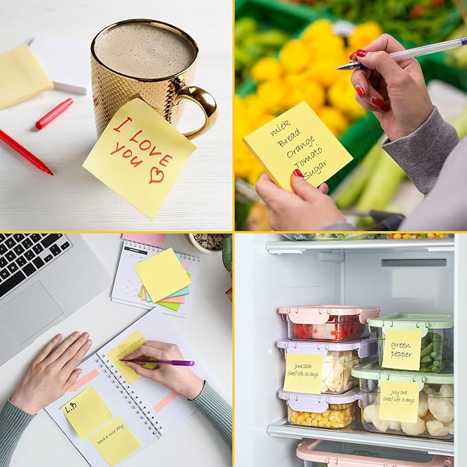 48 Pack 2400 Sheets Sticky Notes 3x3, 8 Colors Sticky Note Pads, Colored Sticky Notes Bulk Postits Notes for Office, School, and Home Supplies, 50 Sheets/pad