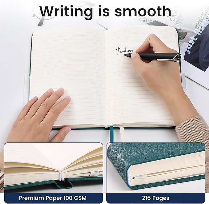 TSFPapier Lined Journal Notebook for Women Men 216 Pages A5 Hardcover Journals for Writing Daily Journaling Notebook for Work, School, Note Taking, Business, Travel Red