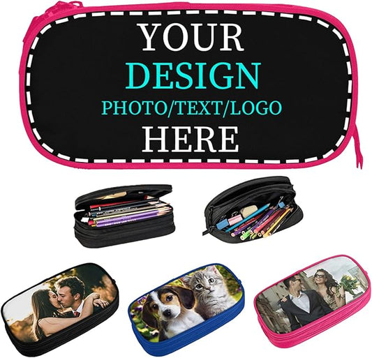 Nigmuye Custom Pencil Case Personalized Add Photo Text Pen Bag Large Capacity Zipper Pencil Box for Office Travel Graduation Gifts