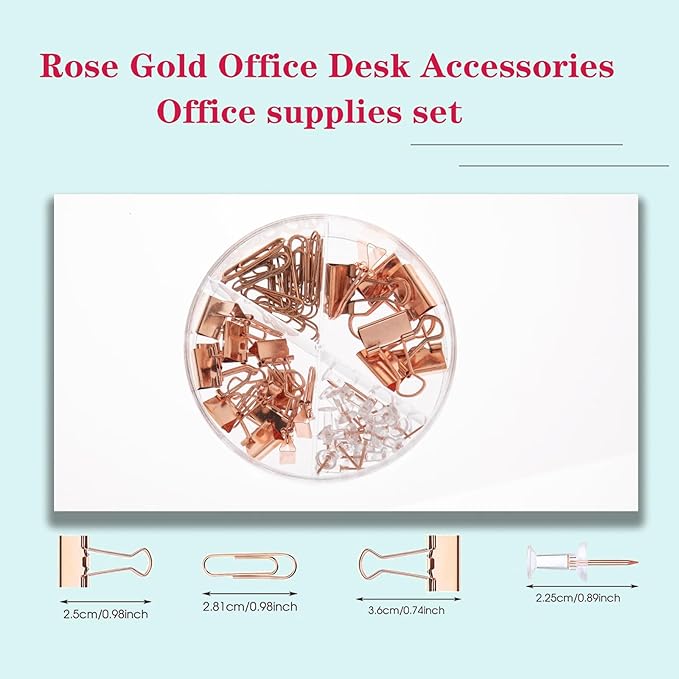 Fei Bi Hanging Rose Gold File Organizer, equipped with a 6-piece set of rose gold desktop accessories
