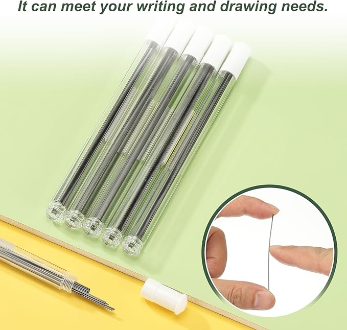 PATIKIL 240Pcs HB Mechanical Pencil Lead, 0.5mm Black Lead Refill Break Resistant Pencil Refills for Writing Supplies, White