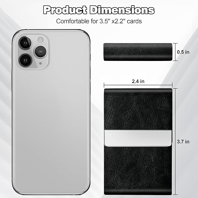 DMFLY Business Card Holder for Women or Men, Business Card Case with PU Leather and Stainless Steel, Slim Metal Case with Magnetic Closure for Business Meeting Use