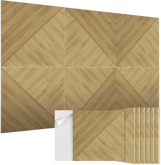 EVENRISING Acoustic Panels 6 Pack, Soundproof Wall Panels 23.6 x 23.6 Inches, Large Decorative Sound Absorbing Panels,Self-Adhesive Acoustic Treatment for Home Studio Office, Light SymmetryLuxe