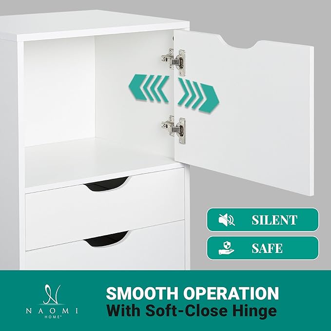 Naomi Home Carly 6-Drawer Craft & Office Storage Cabinet – Rolling Storage Drawers with Lockable Casters, Compact for Craft Rooms, Offices, Under Desk, 18.8" D x 15.7" W x 41.3" H
