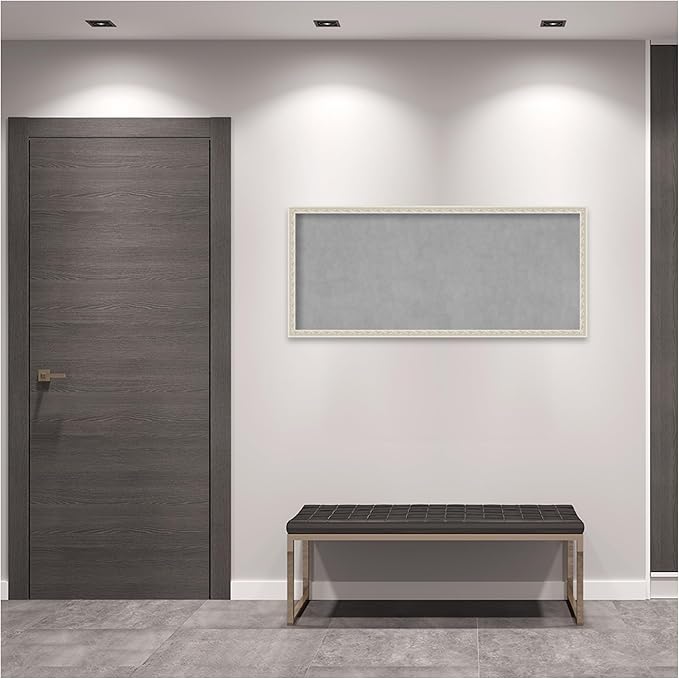 Amanti Art Silver Framed Magnetic Board 22x50 Oversize Vision Board for use with Magnets, 100% Metal Sheet to Display Items as Office Decor or for Home Organization in mudroom, Kitchen or Kids Room