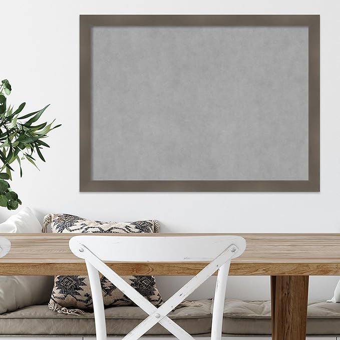 Amanti Art Grey Framed Magnetic Board 22x30 Medium Vision Board for use with Magnets, 100% Metal Sheet to Display Items as Office Decor or for Home Organization in mudroom, Kitchen or Kids Room